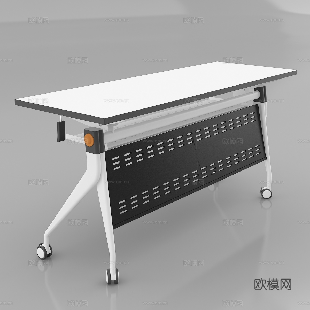现代办公空间会议室 可折叠培训桌 黑白配培训台灰底图3d模型