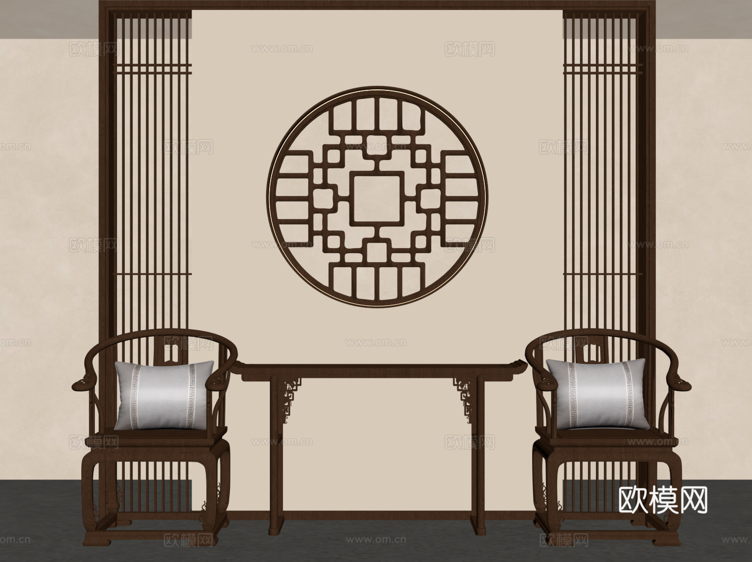 新中式圈椅 隔断su模型