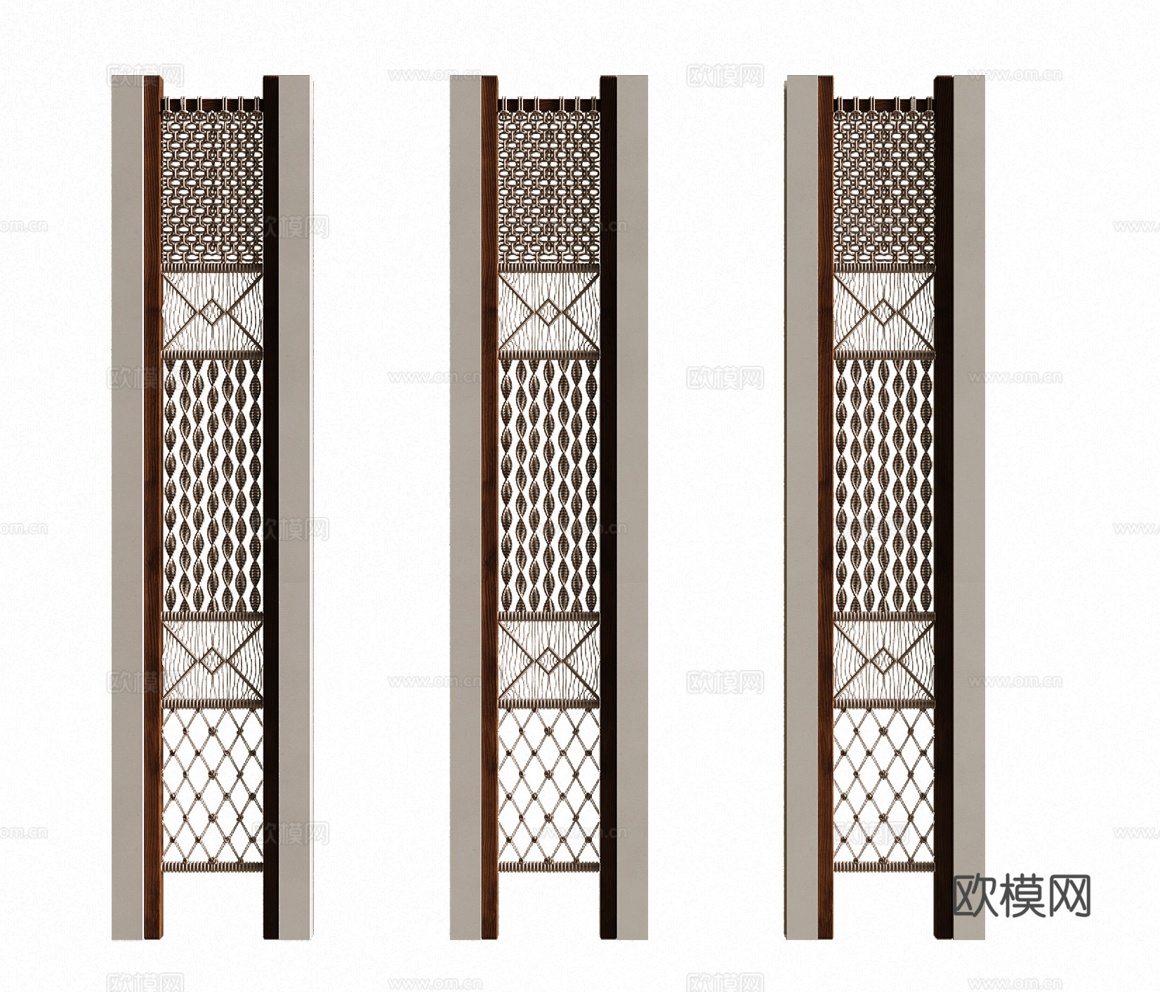 中古风隔断 麻绳su模型