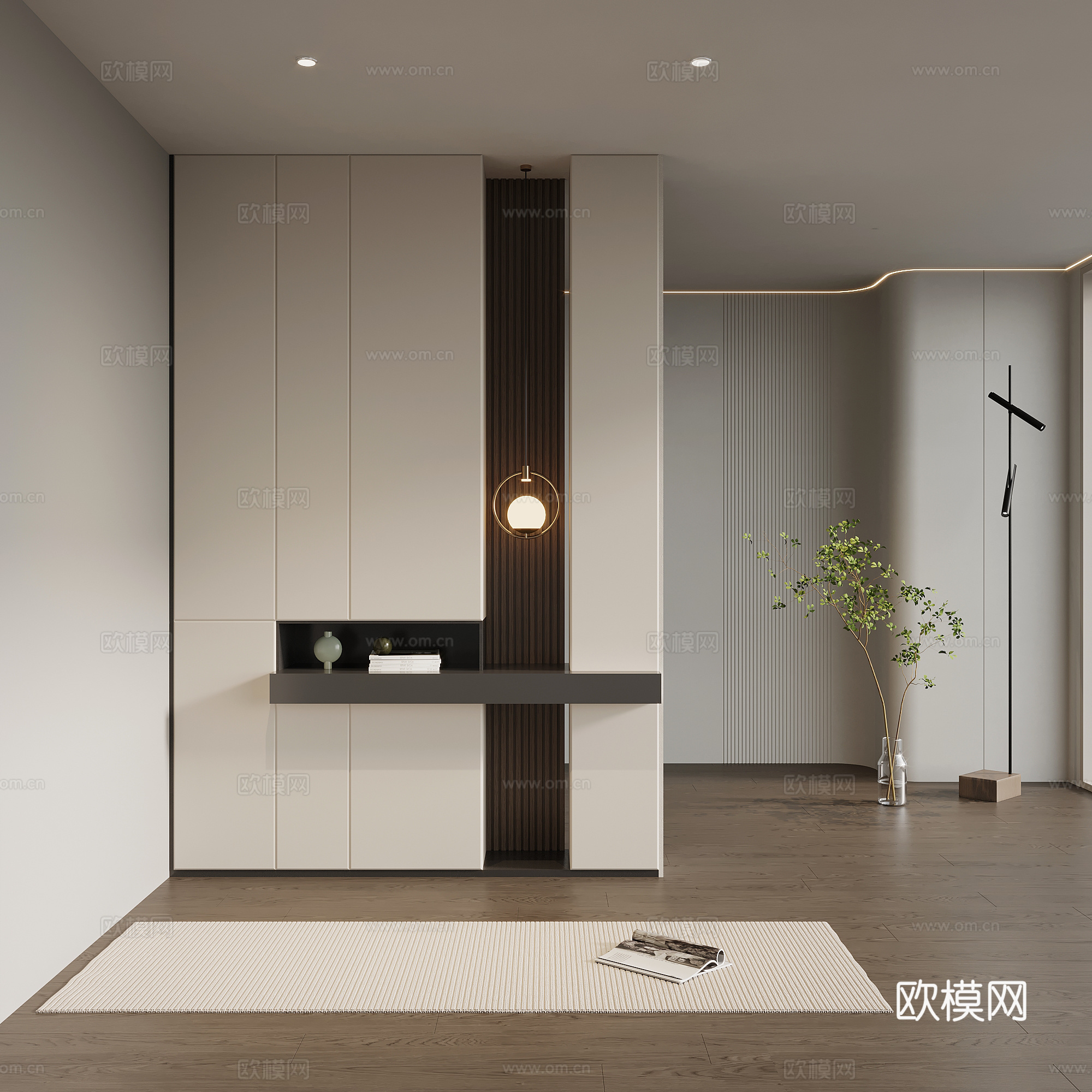 现代意式鞋柜 入户鞋柜su模型
