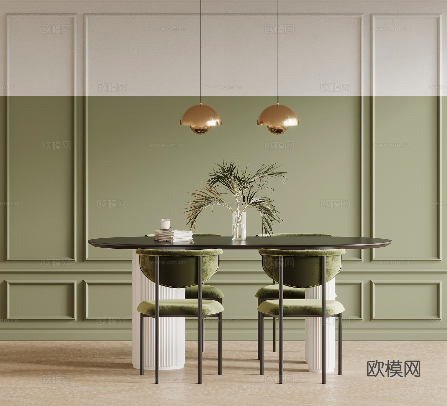 法式奶油风餐桌椅su模型