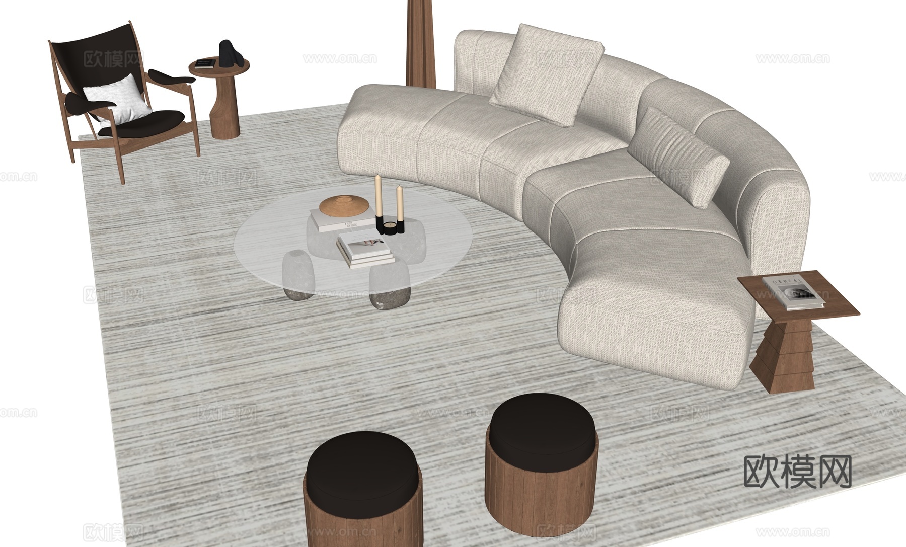 现代客厅沙发茶几组合su模型