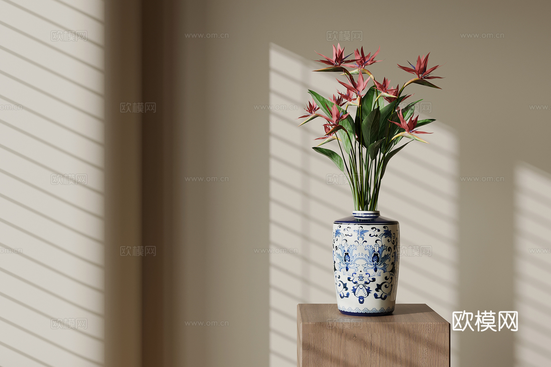 新中式花瓶 花卉 花艺 绿植su模型