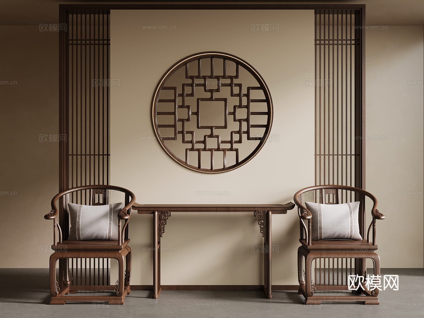 新中式圈椅 隔断su模型