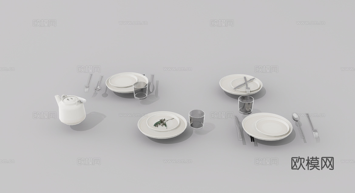 餐具摆件su模型