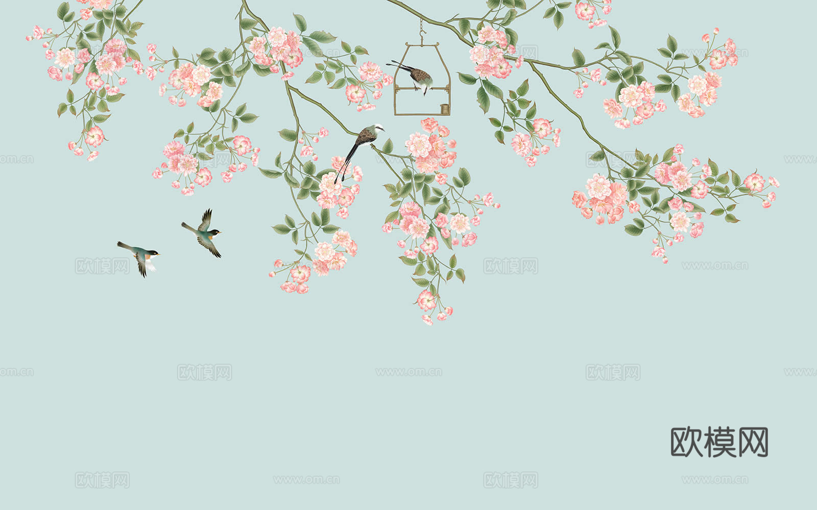 山茶花花鸟壁纸