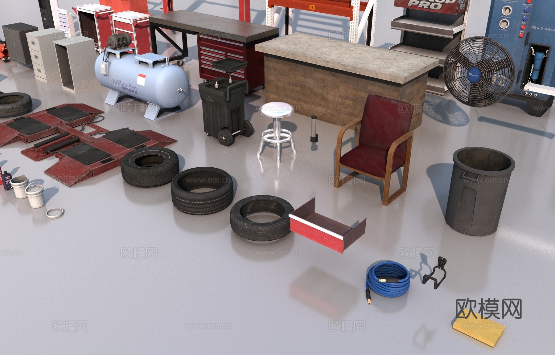 工业修理厂工具3d模型下载（渲染图5）