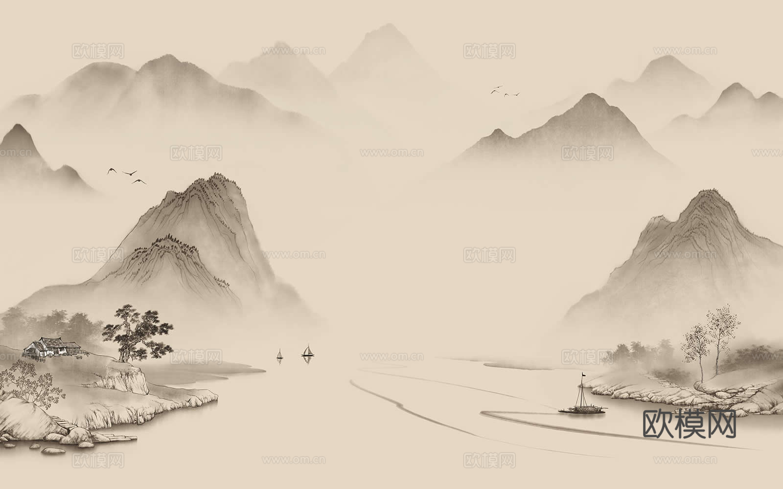 新中式山水壁纸