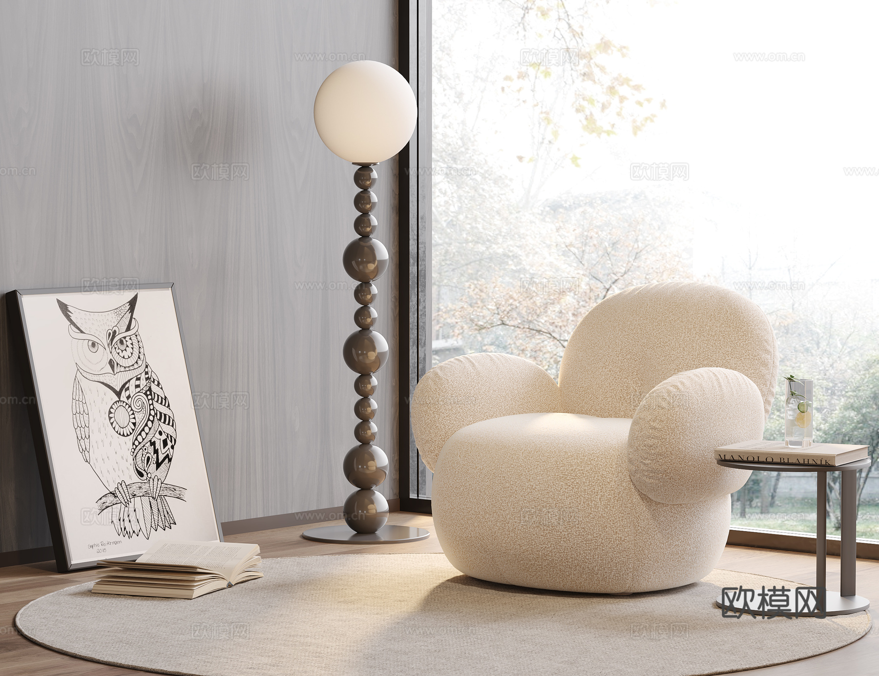 现代单人沙发 布艺沙发 休闲沙发 沙发椅3d模型下载