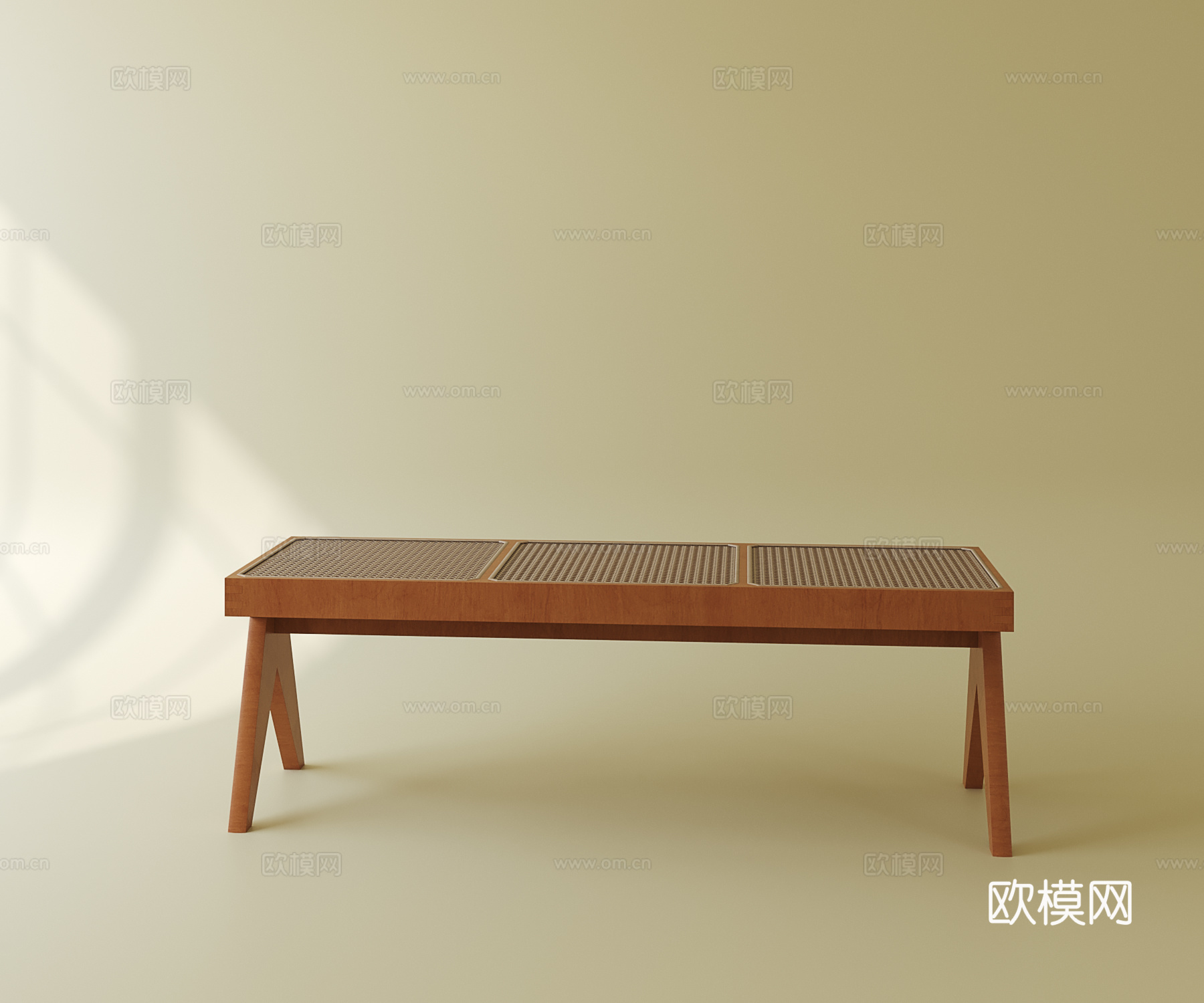 中古实木长凳su模型