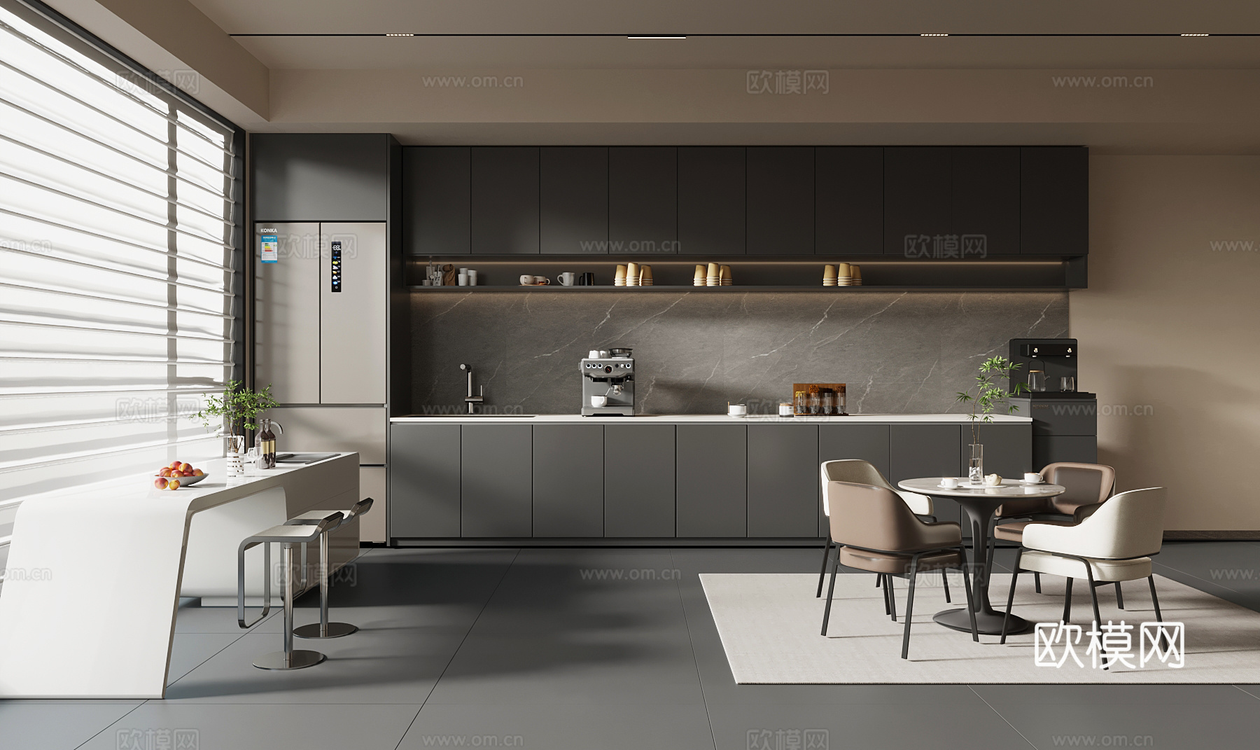 现代茶水间3d模型下载