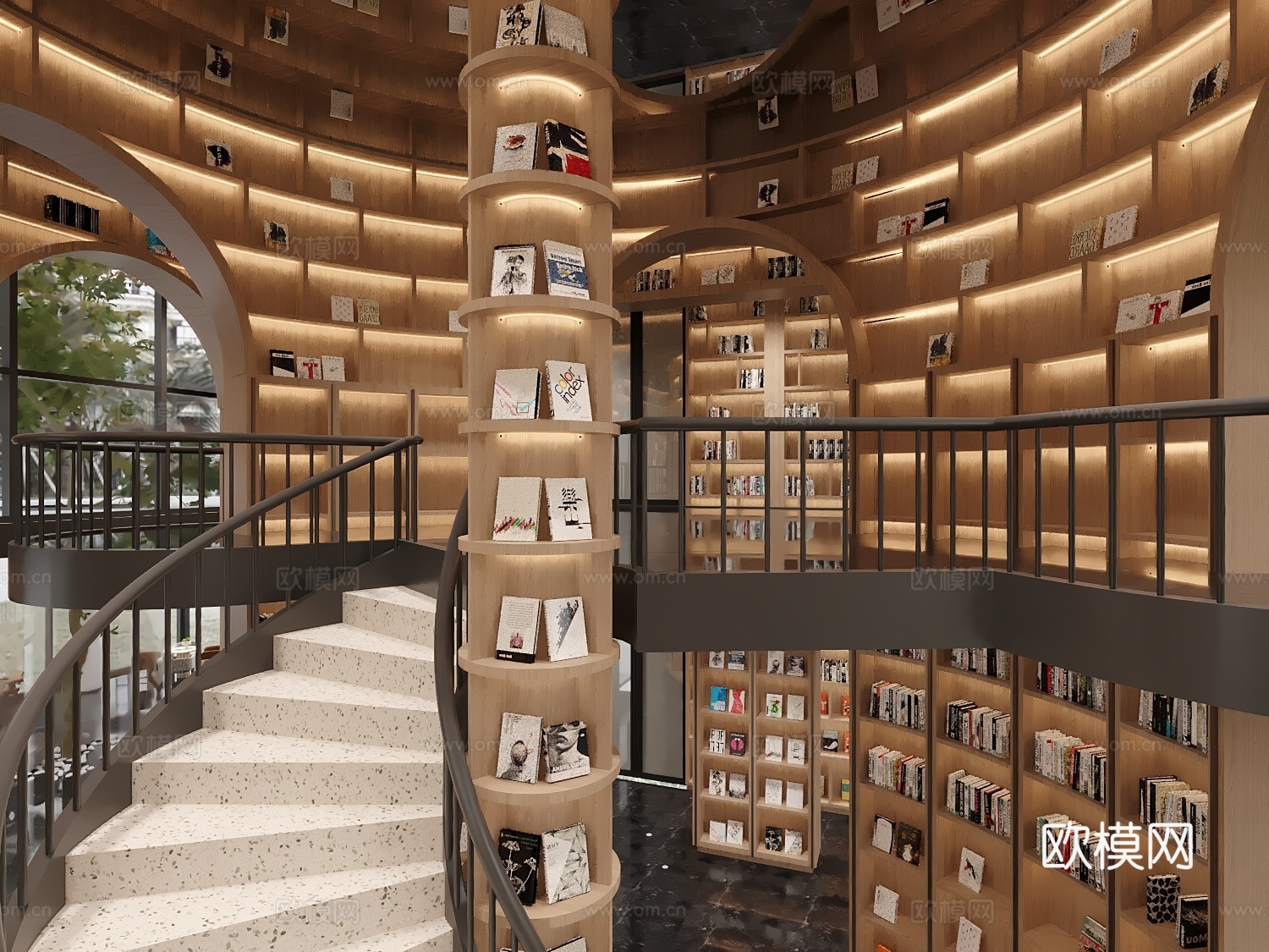 原木风图书馆3d模型下载（渲染图3）