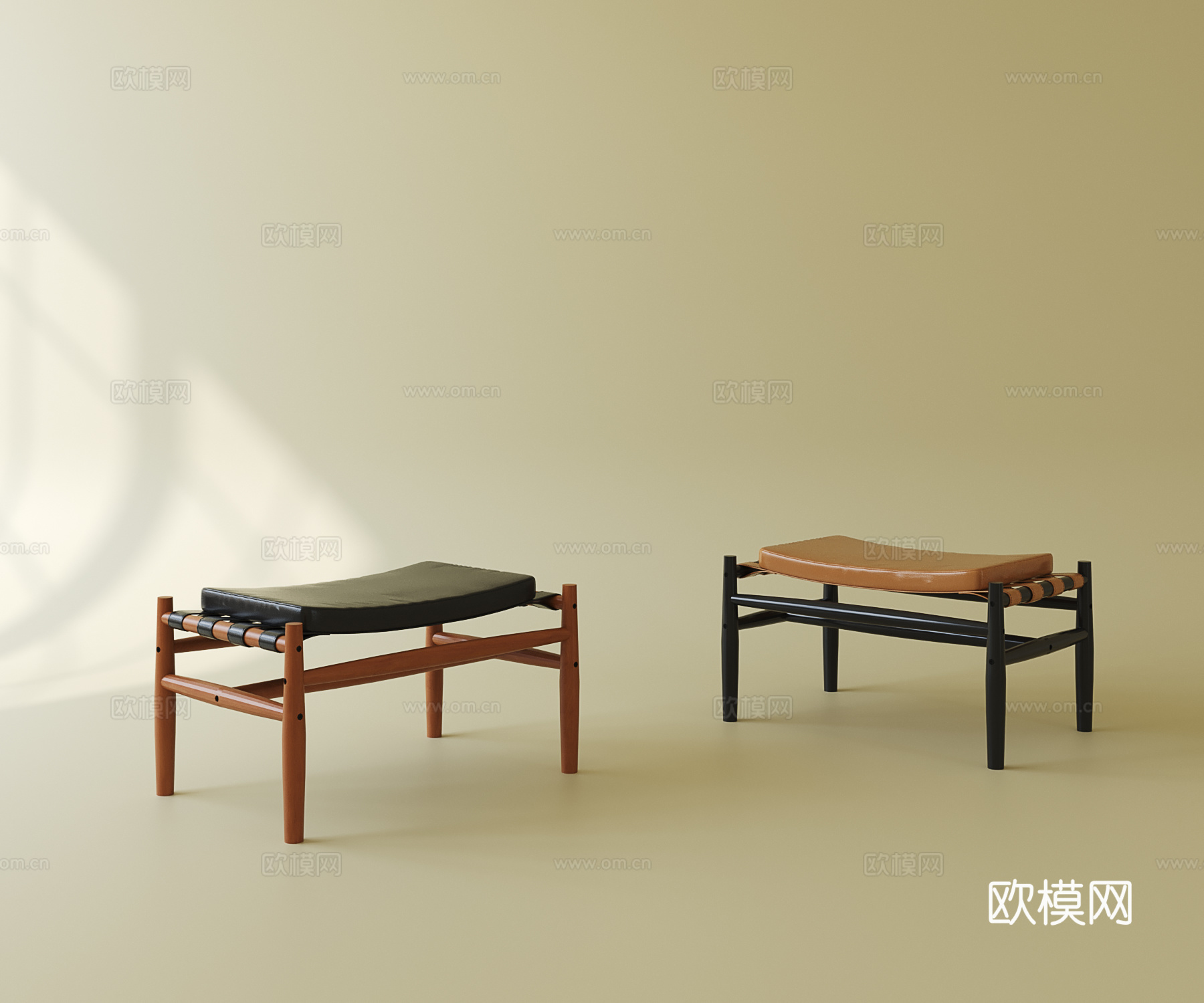 中古实木矮凳su模型