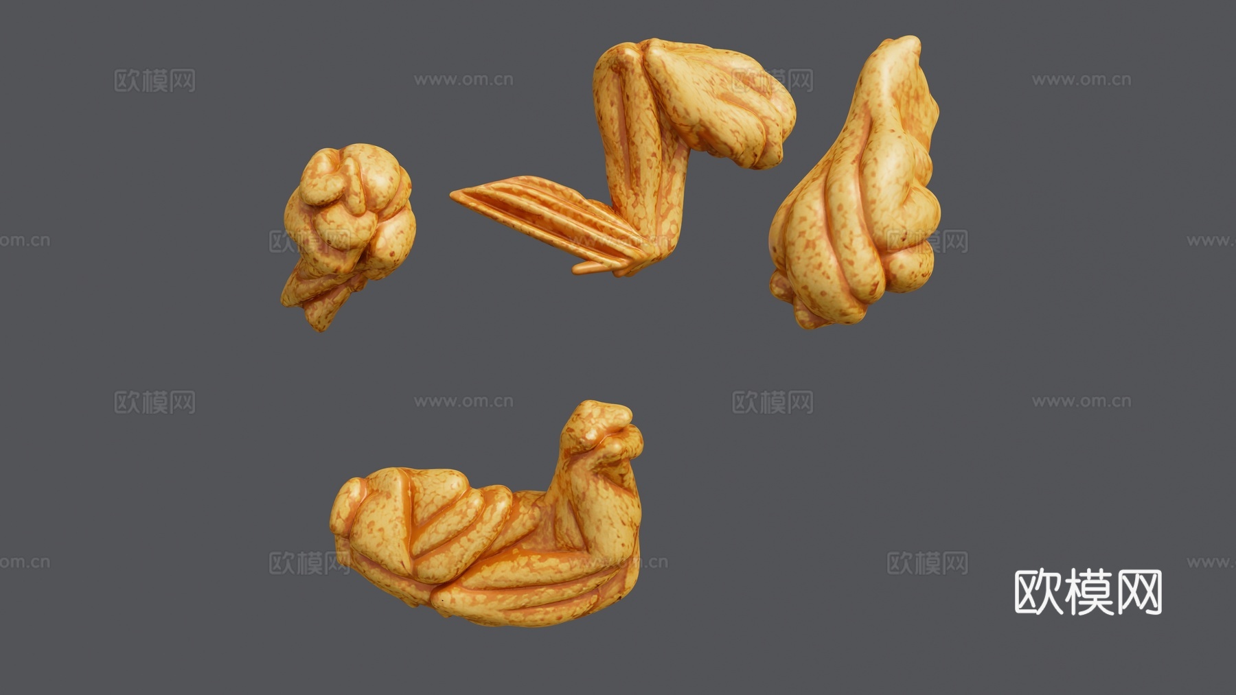 油炸鸡翅鸡腿组合su模型