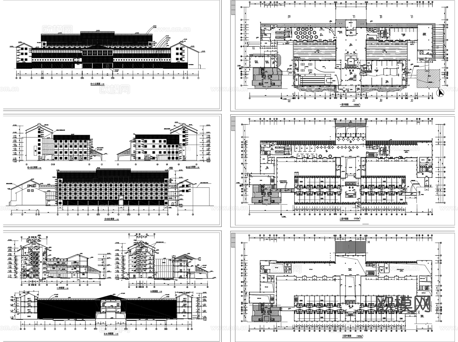 度假酒店宾馆旅馆招待所建筑CAD施工图集 240套cad施工图
