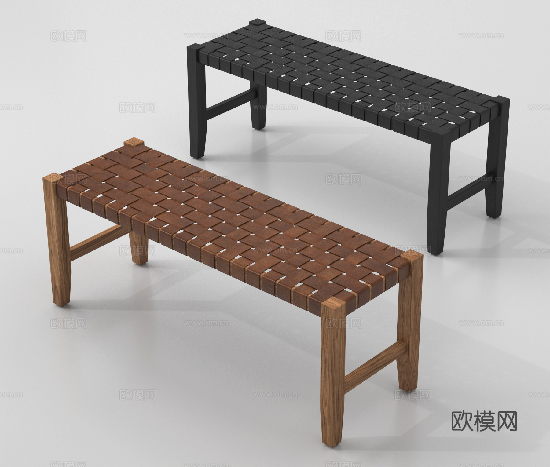现代长凳 床尾凳 换鞋凳su模型