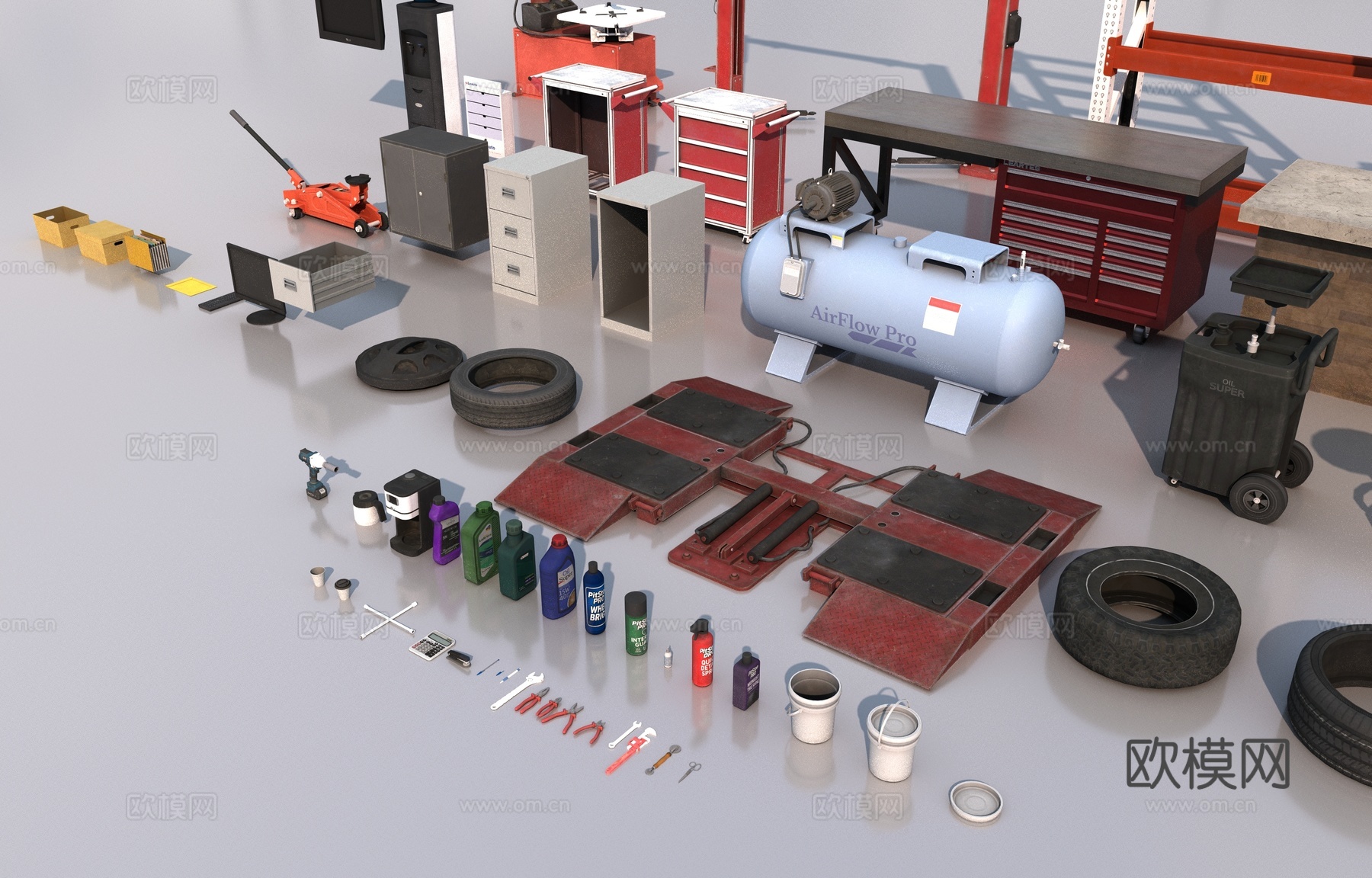 工业修理厂工具3d模型下载（渲染图4）