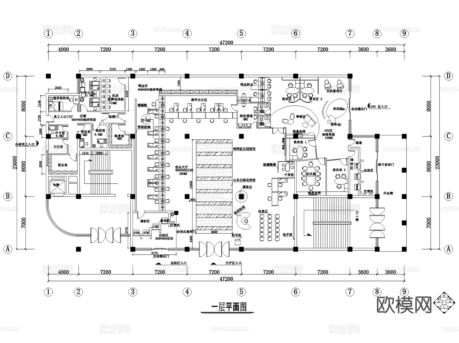 储蓄银行营业厅室内装饰CAD施工图集 30套cad施工图