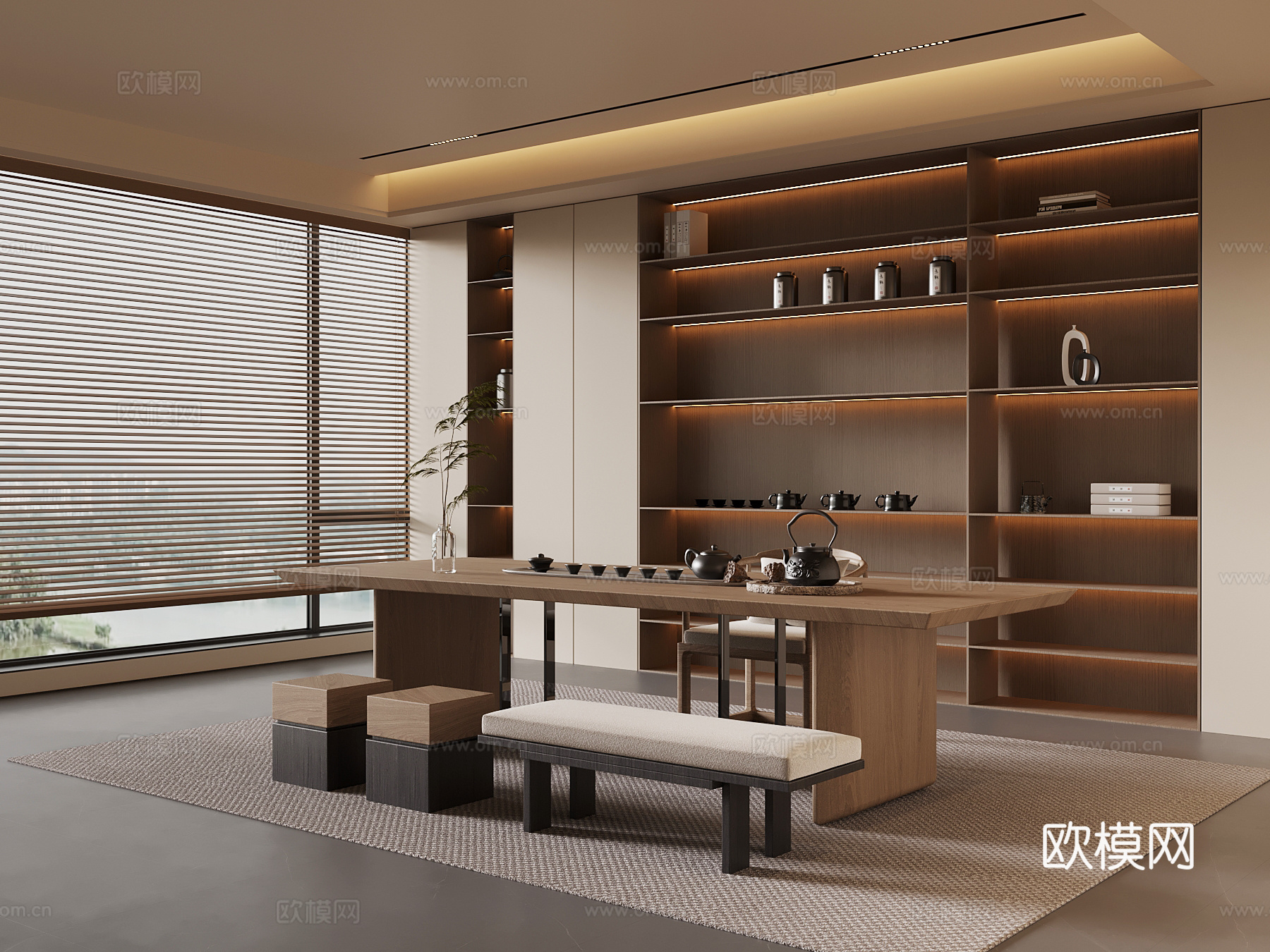 新中式茶室su模型