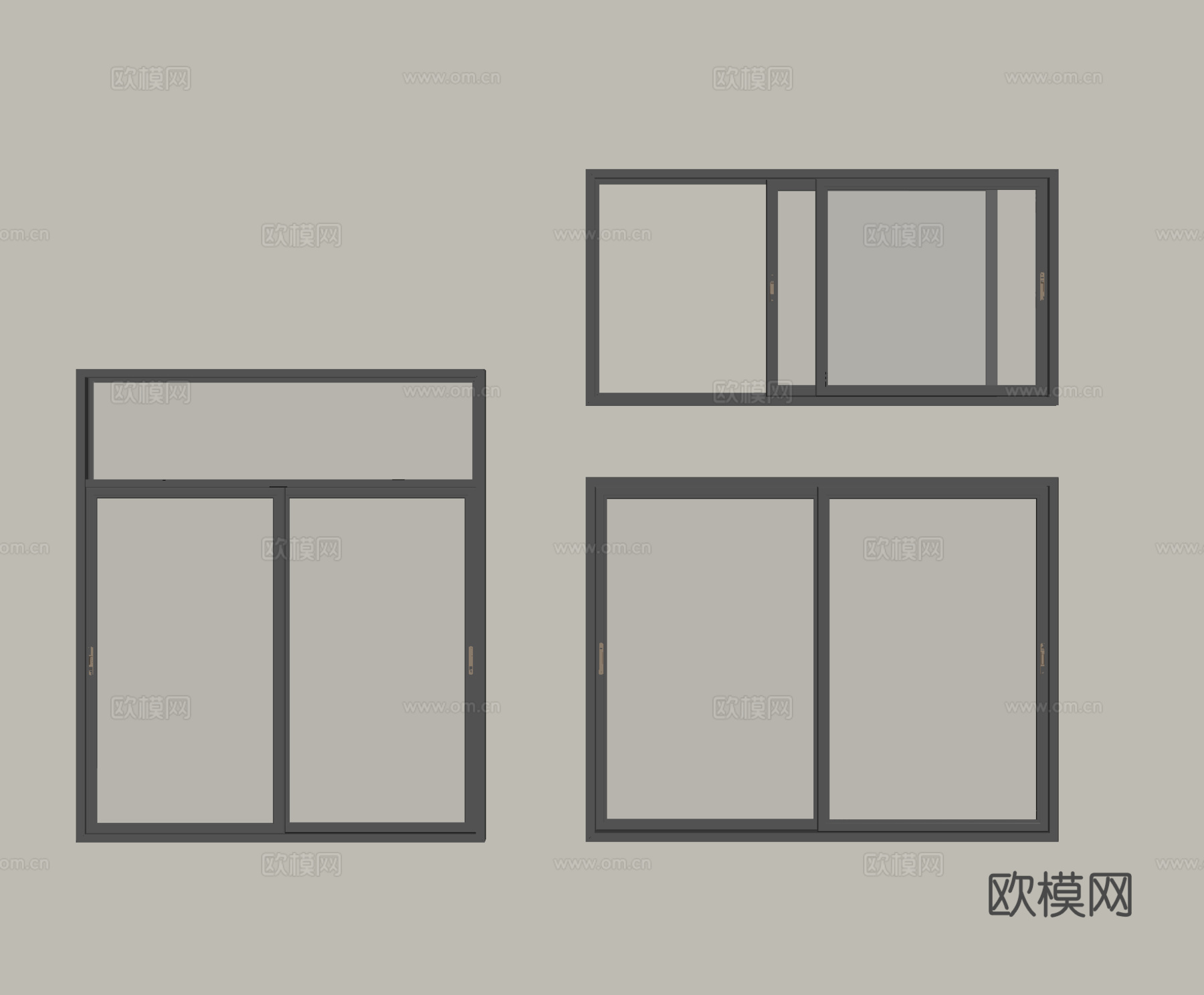 现代窗组合 推拉窗 阳台窗 落地窗su模型