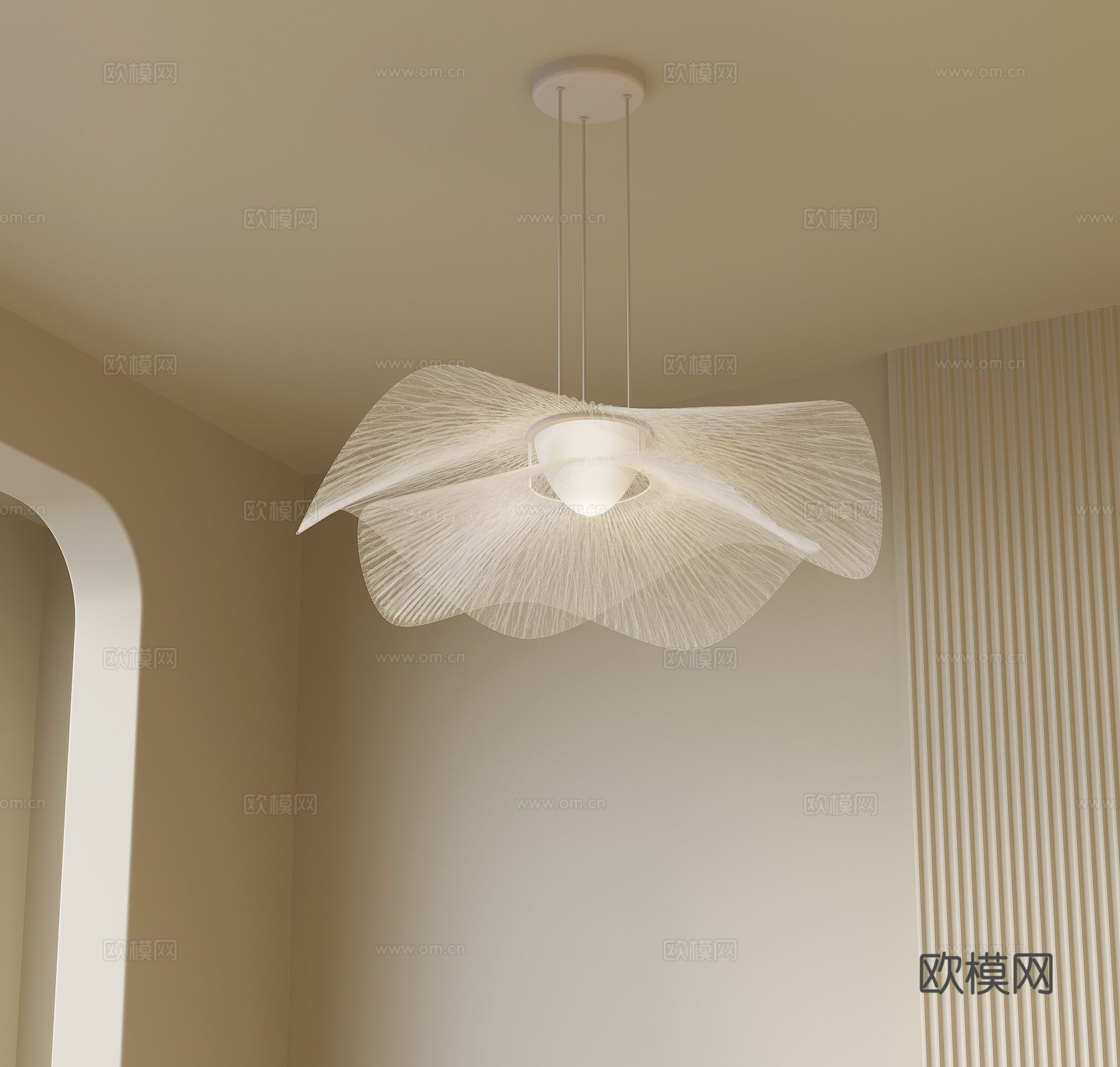 现代奶油风吊灯su模型
