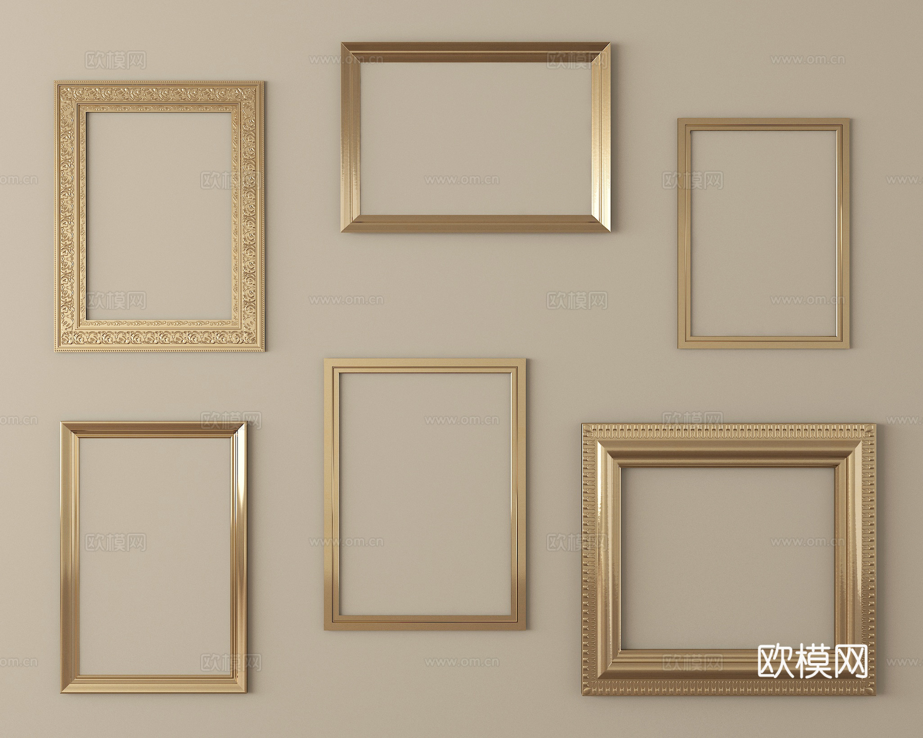 现代画框组合su模型
