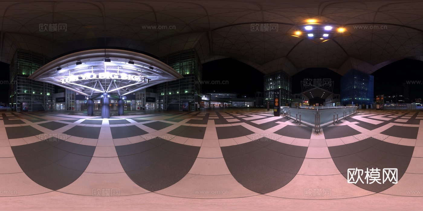 地铁站高铁站出口入口夜晚全景图
