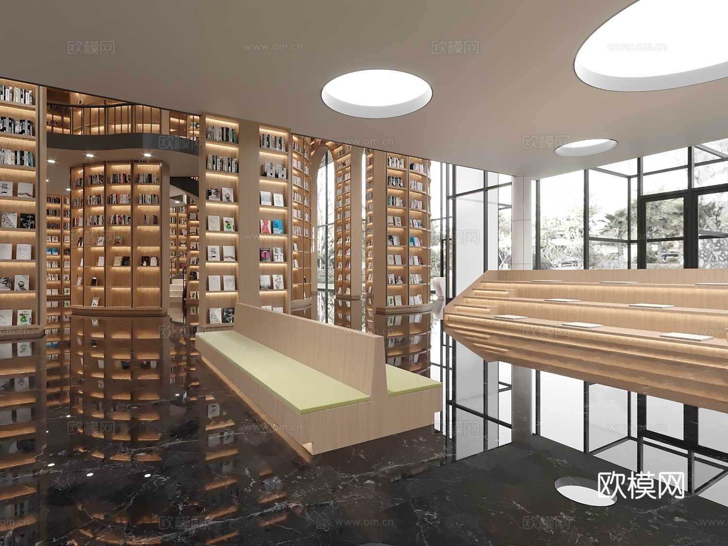 原木风图书馆3d模型下载（渲染图4）