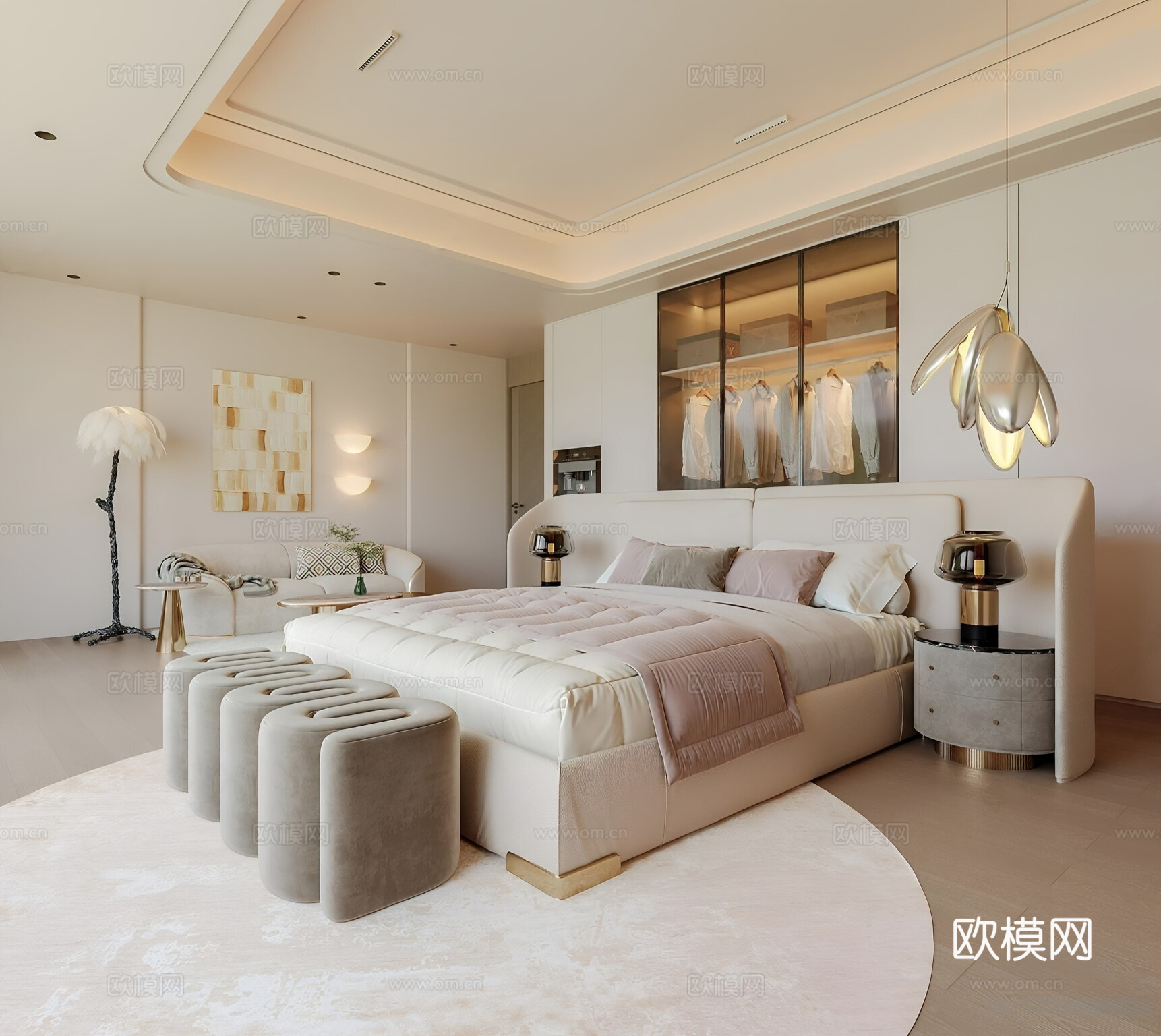 现代法式女孩房3d模型下载