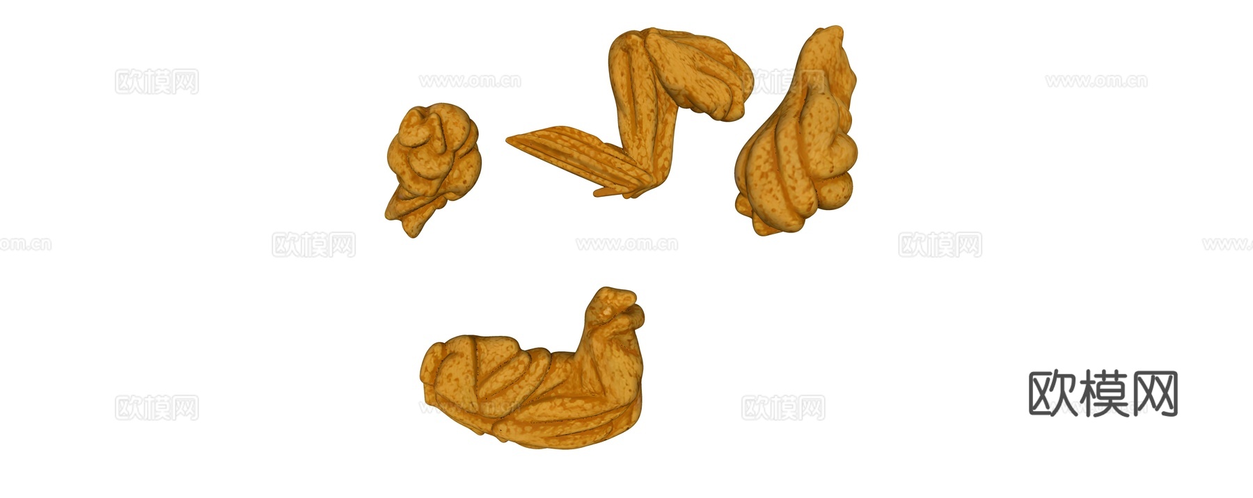 油炸鸡翅鸡腿组合su模型