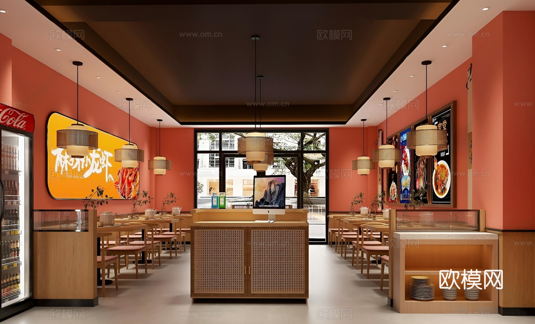 现代中餐厅3d模型下载