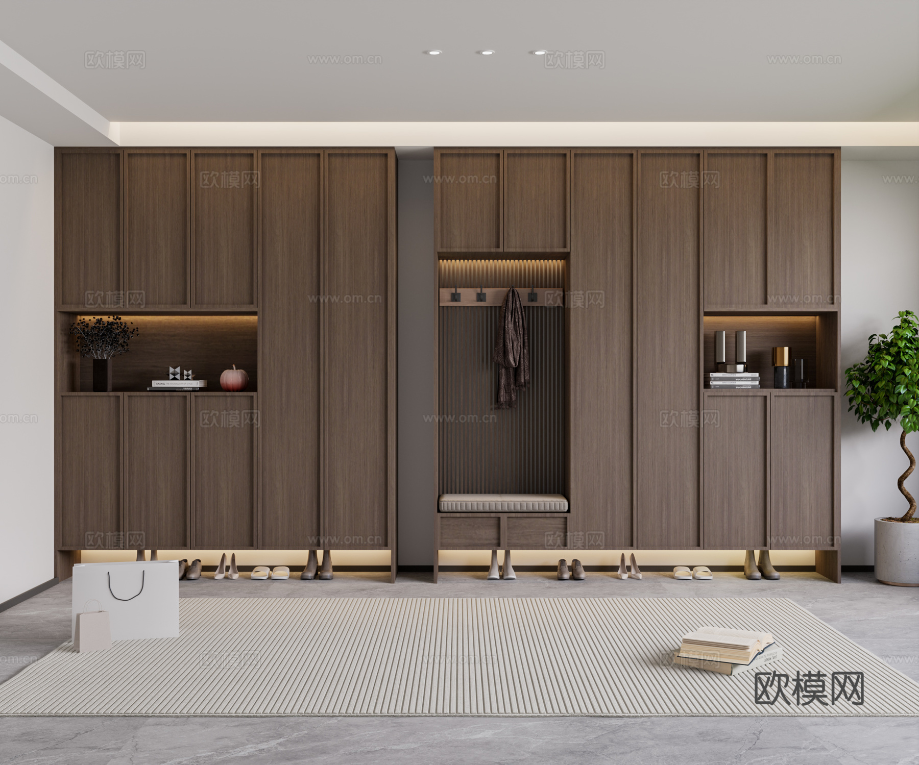 新中式衣柜 玄关柜3d模型下载