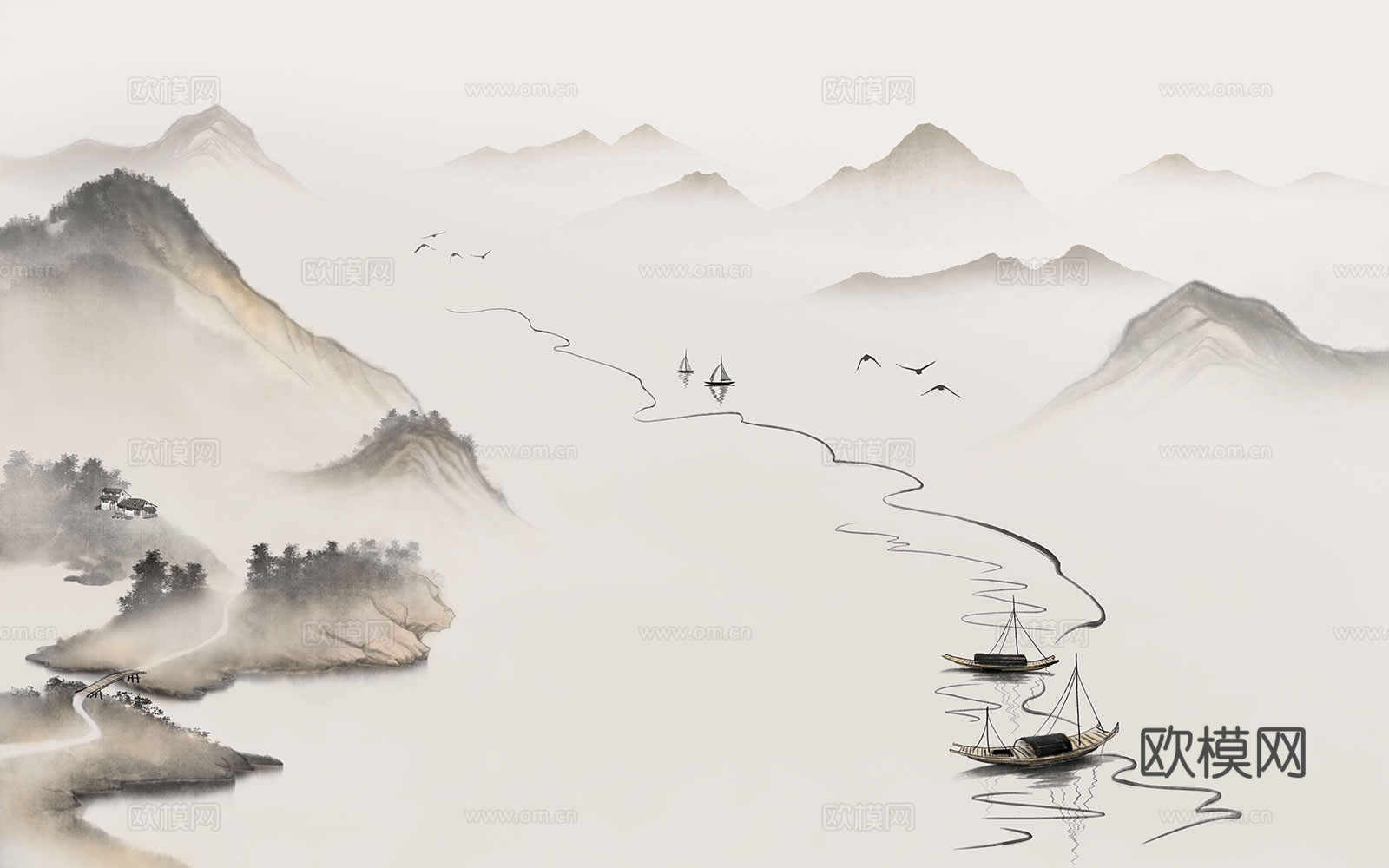 新中式山水壁纸
