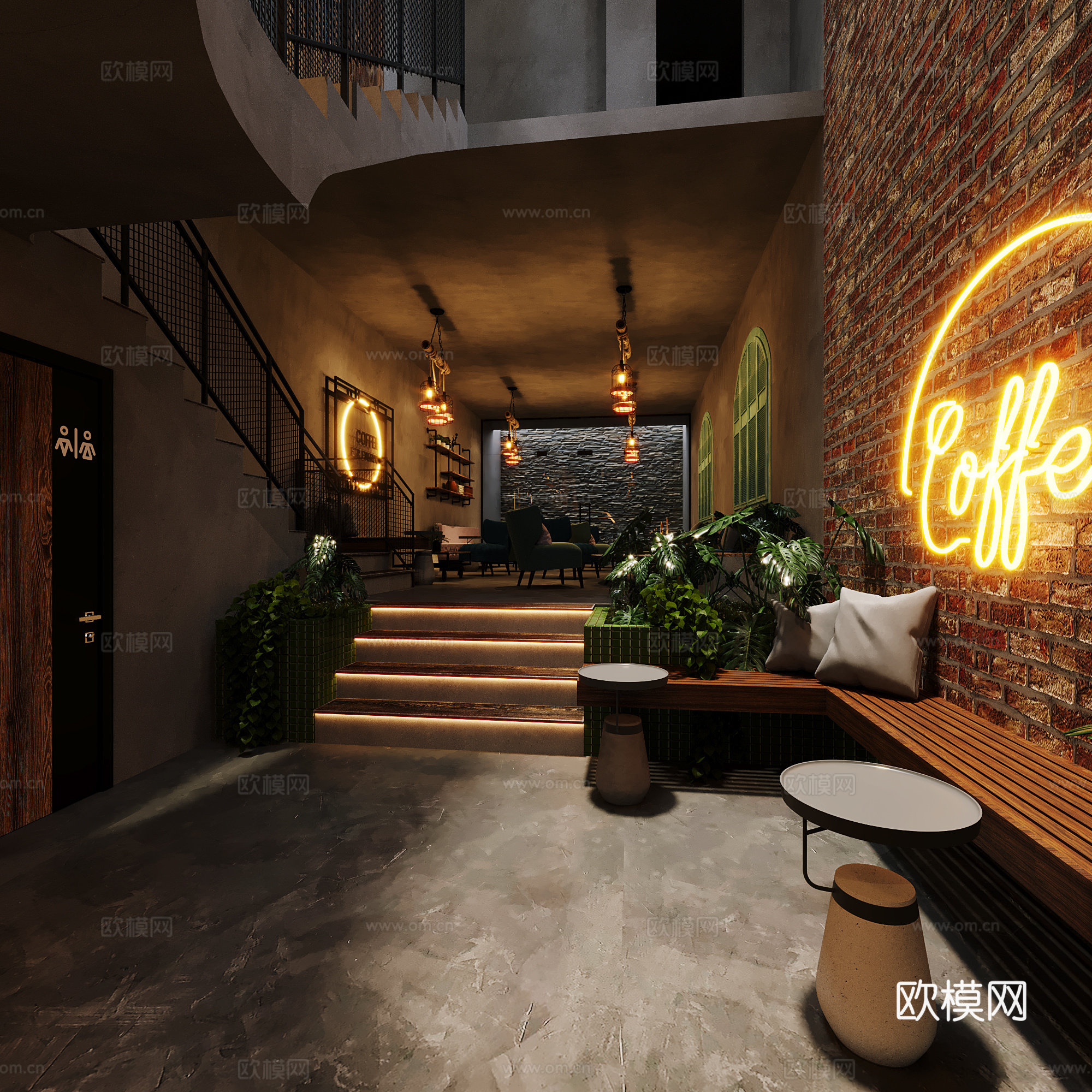 奶茶店咖啡厅3d模型下载（渲染图1）