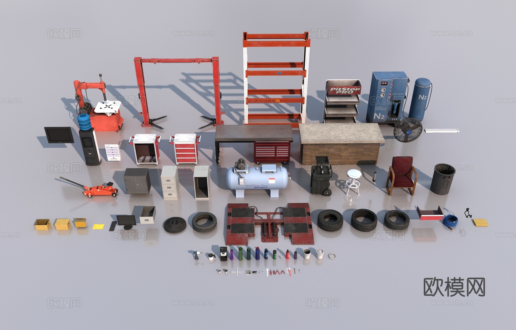 工业修理厂工具3d模型下载（渲染图1）
