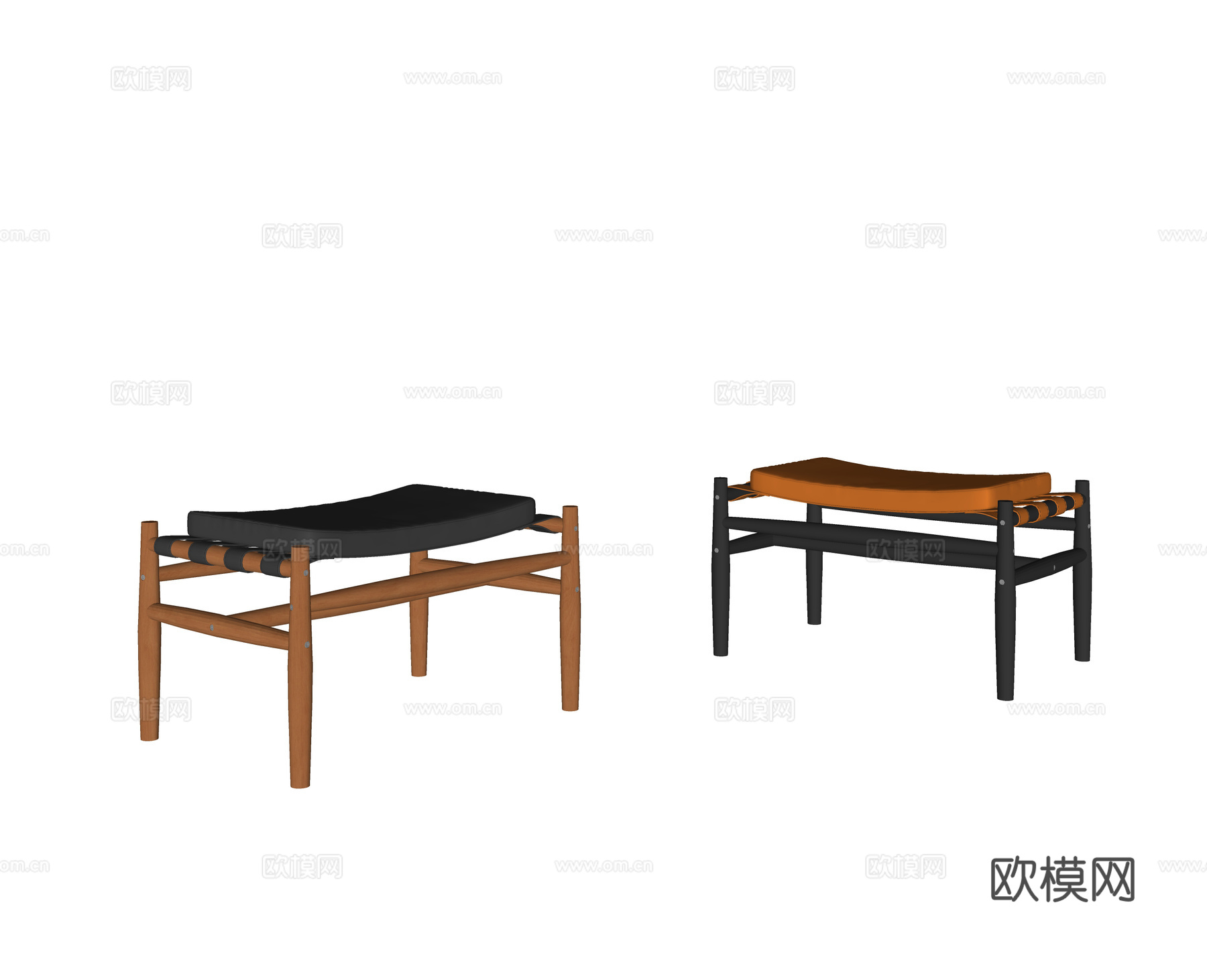 中古实木矮凳su模型
