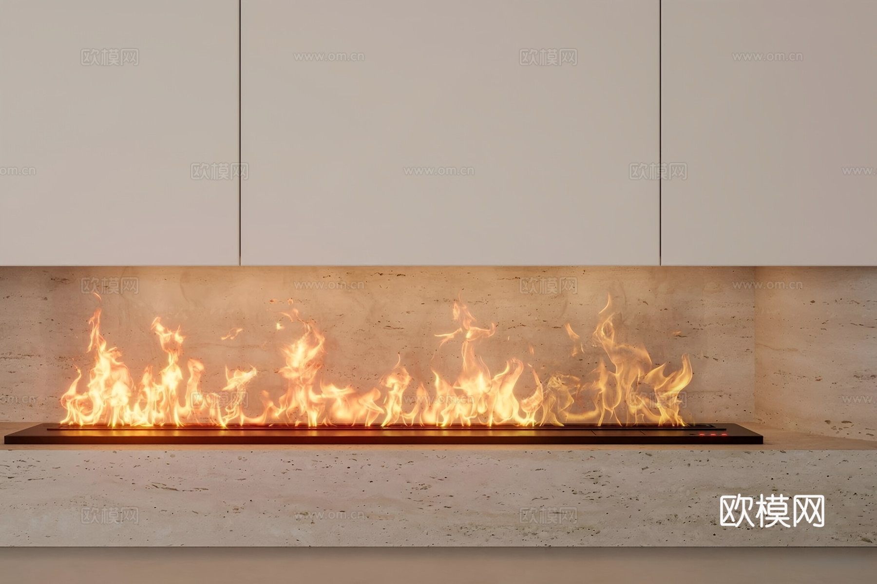 现代壁炉3d模型下载