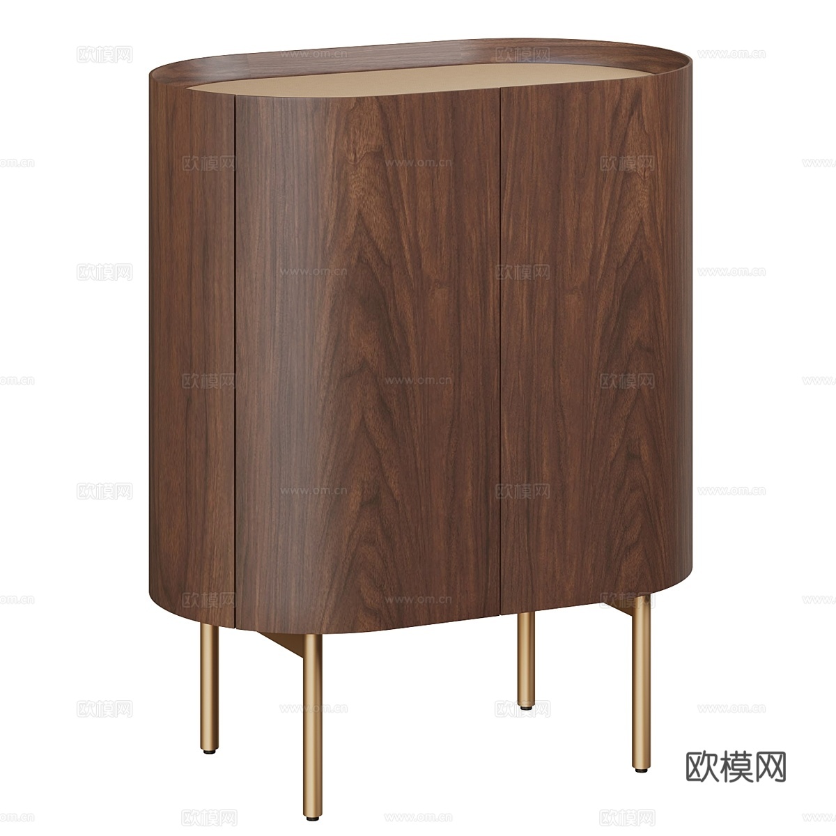 胡桃木与皮革床头柜 Aslen AM.PM3d模型