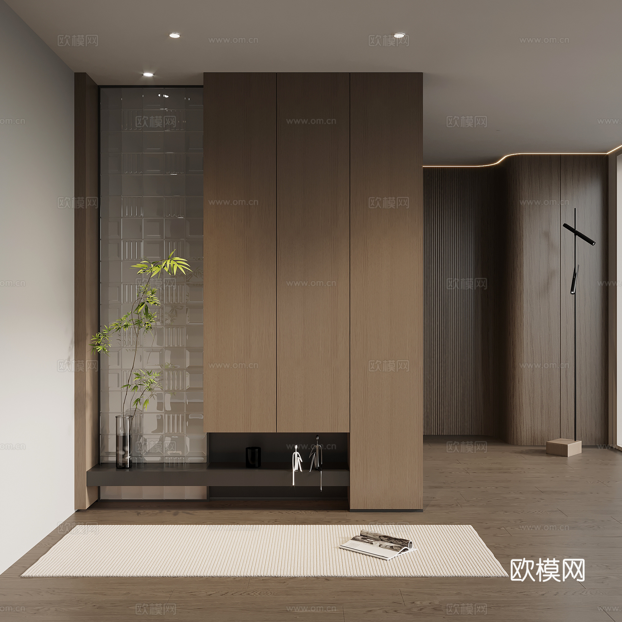 意式极简玄关柜 入户鞋柜su模型