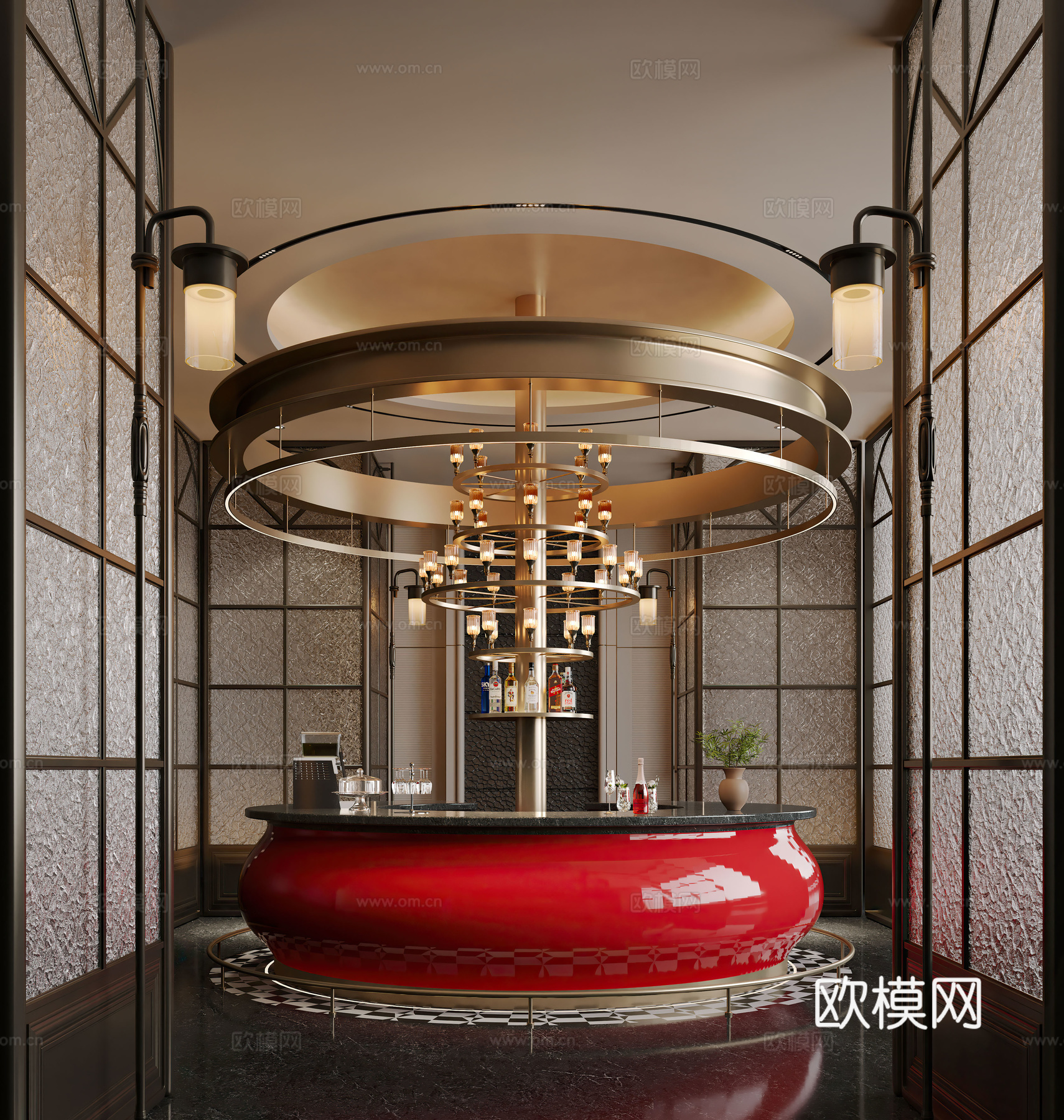 现代酒店水吧台 水吧台 酒吧台su模型