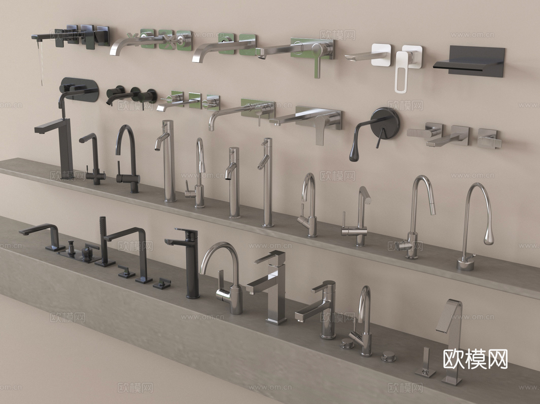 现代水龙头 不锈钢水龙头3d模型下载