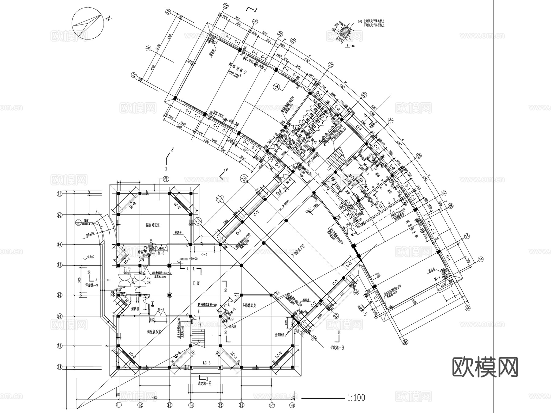 图书馆书店书吧建筑CAD施工图集 30套cad施工图