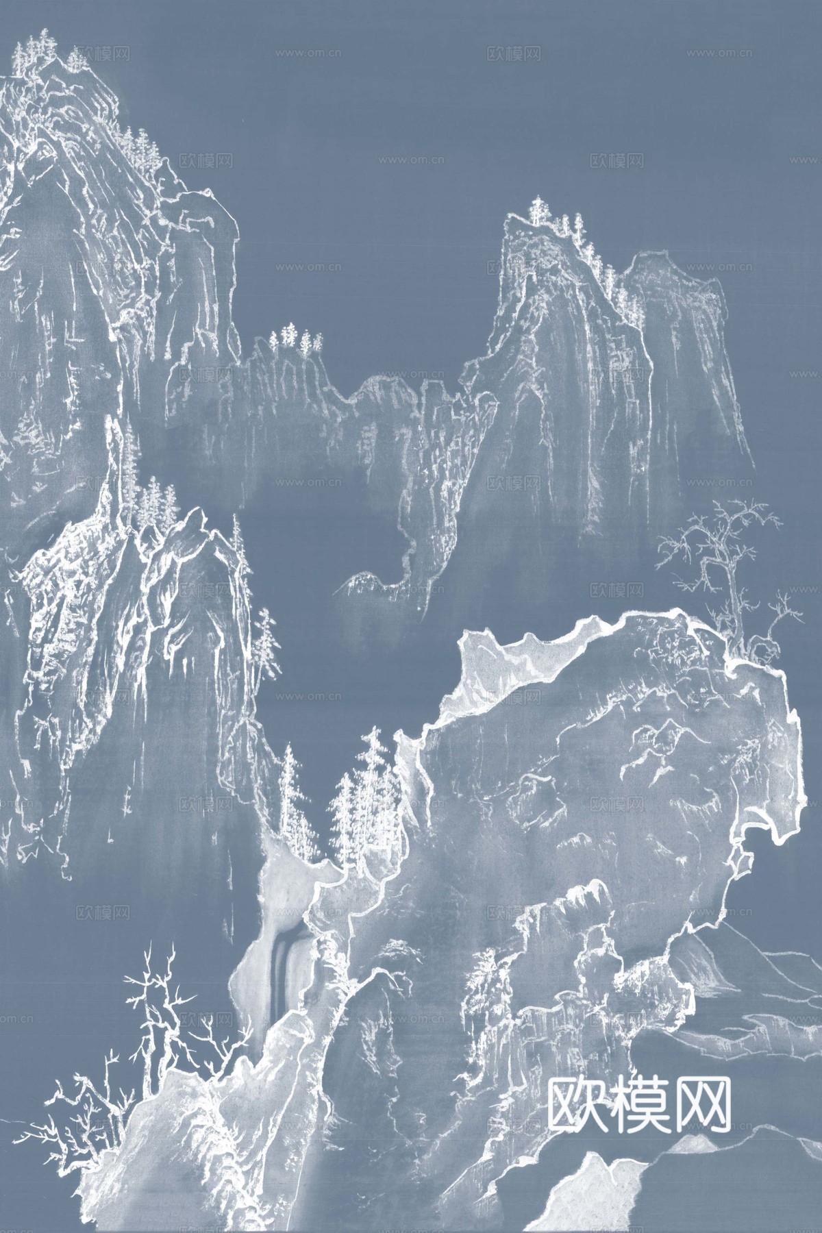 中式水墨山水画