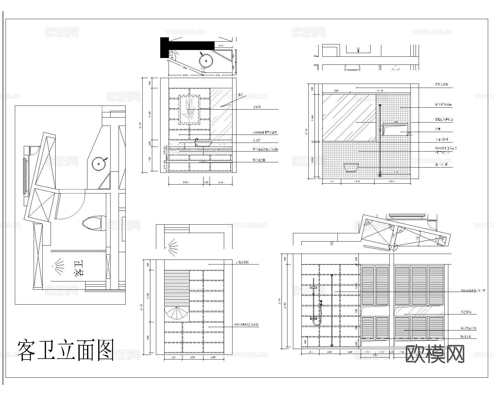 卫生间CAD图库cad施工图