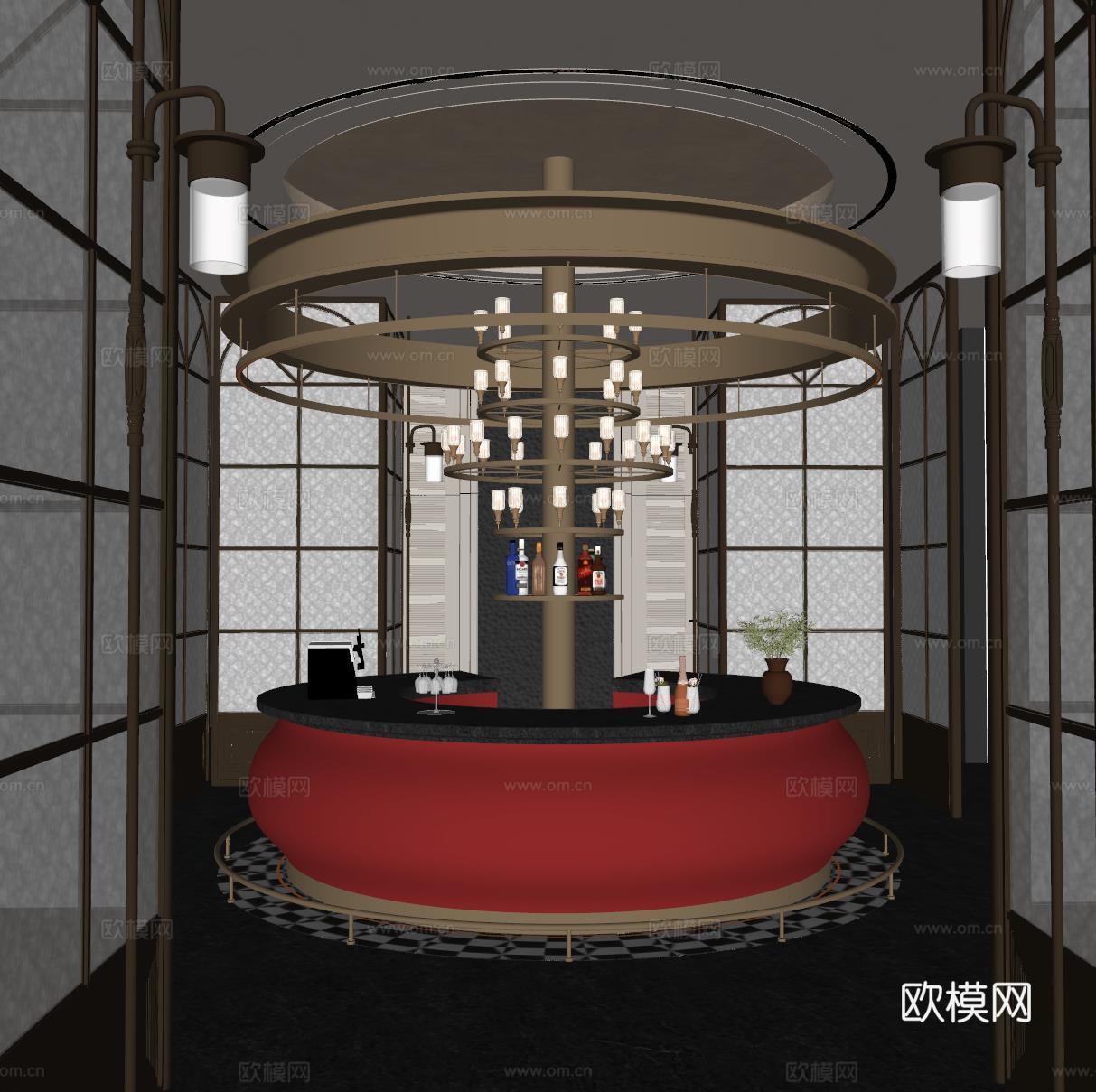 现代酒店水吧台 水吧台 酒吧台su模型