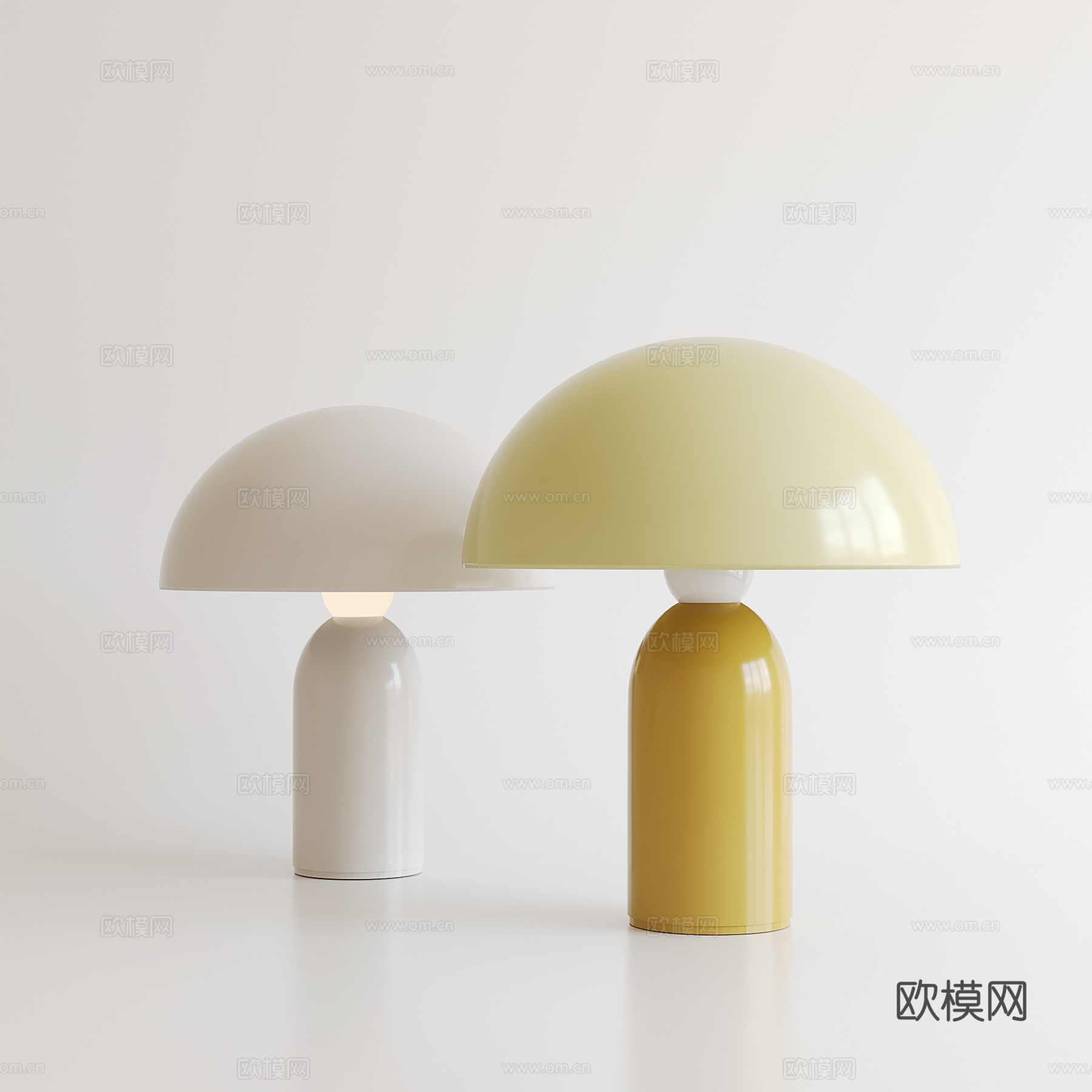 奶油蘑菇台灯su模型