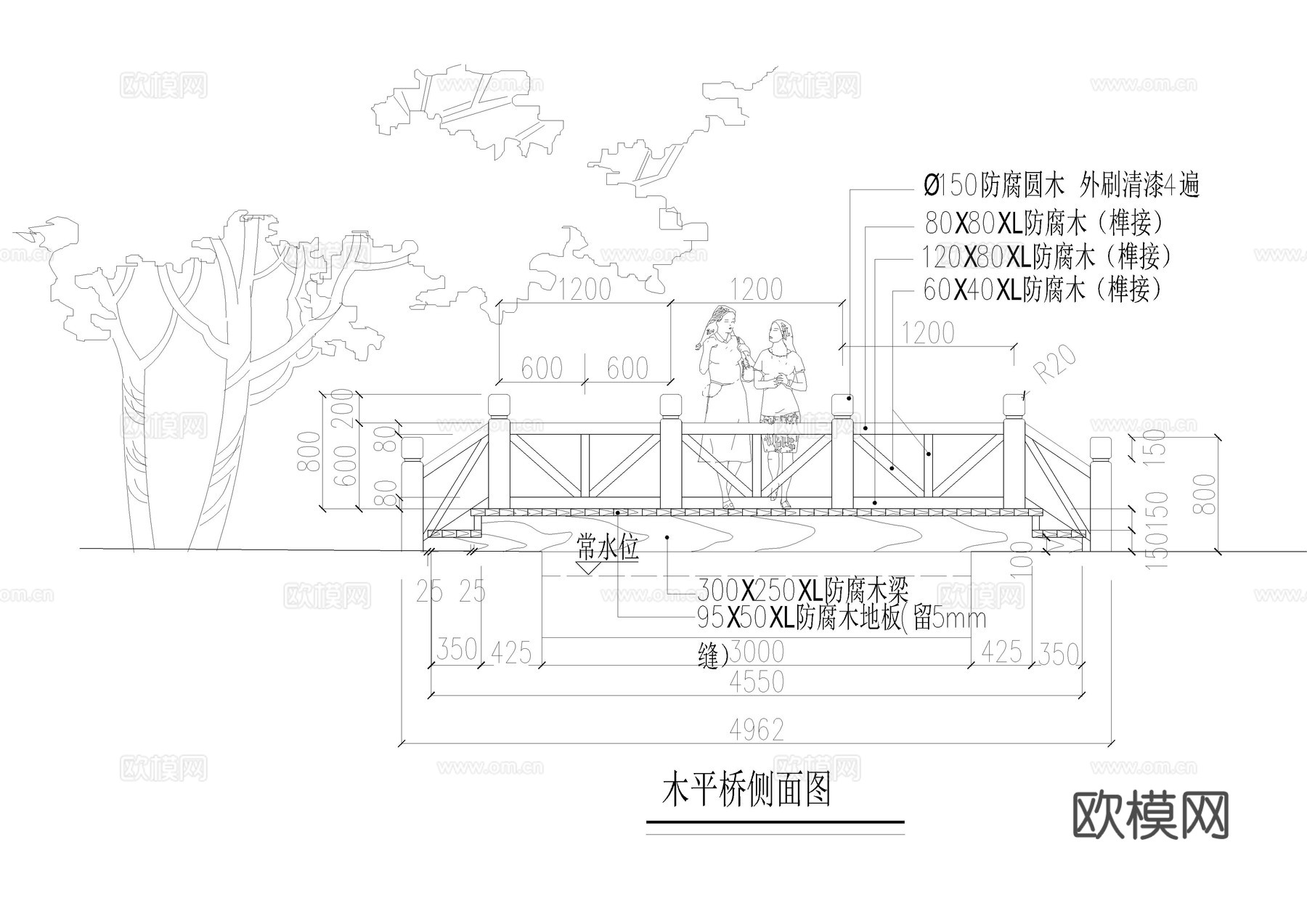 木栏杆CAD施工图cad施工图