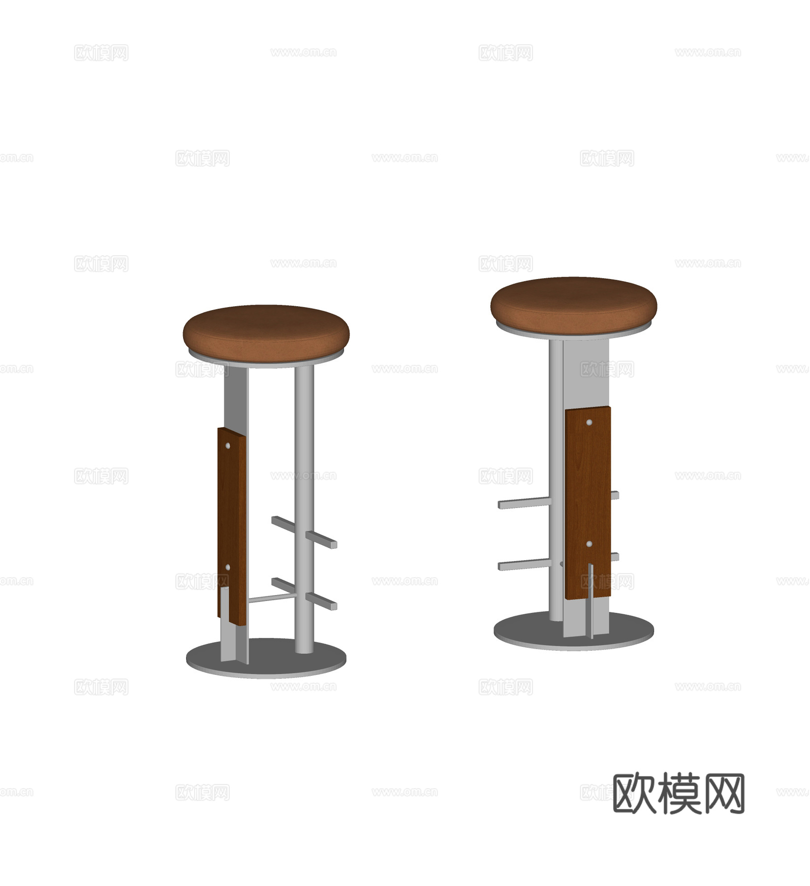现代复古吧凳 吧椅 高凳 金属凳子su模型