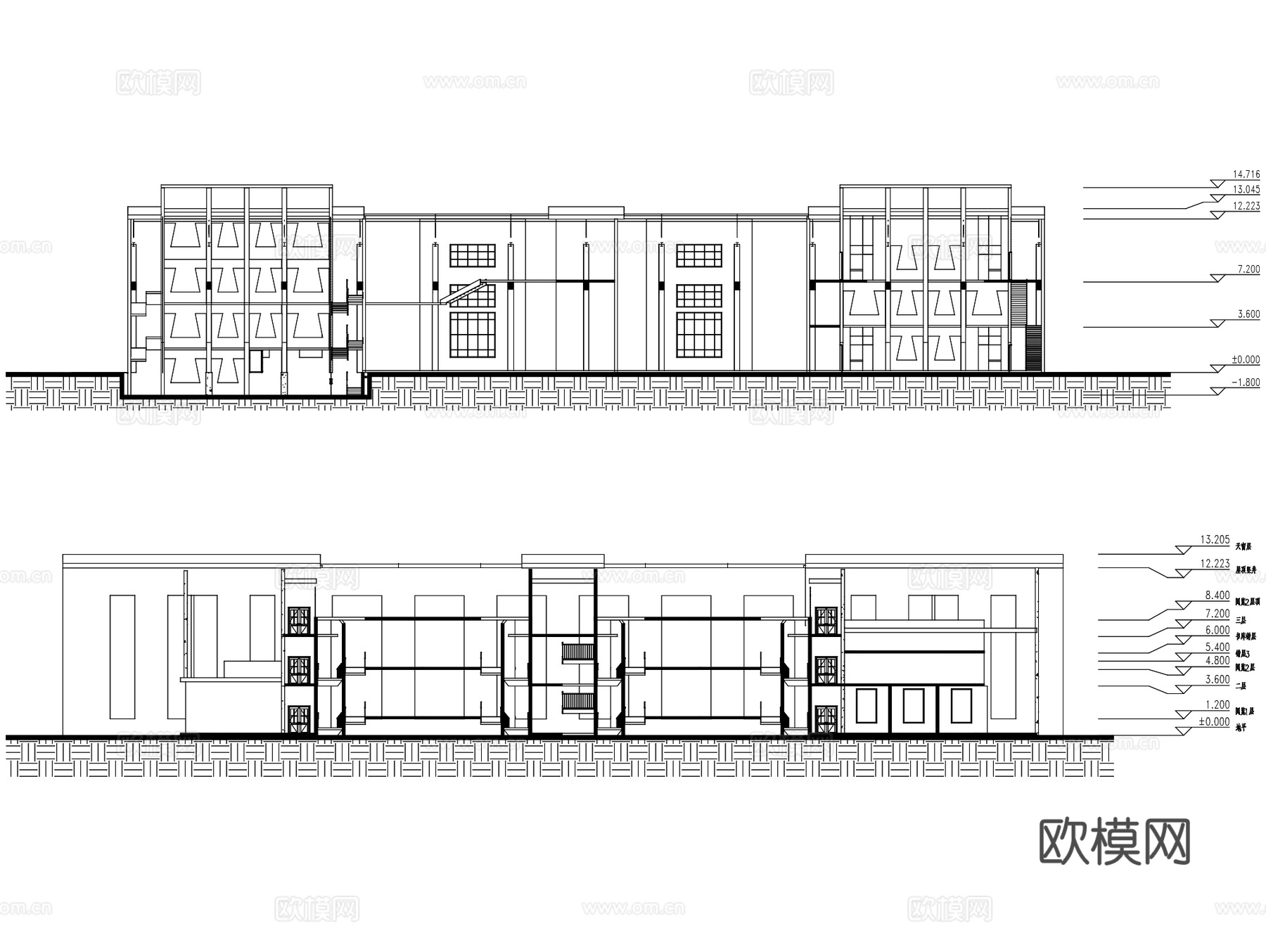 工业旧厂改造建筑设计CAD施工图集 6套cad施工图