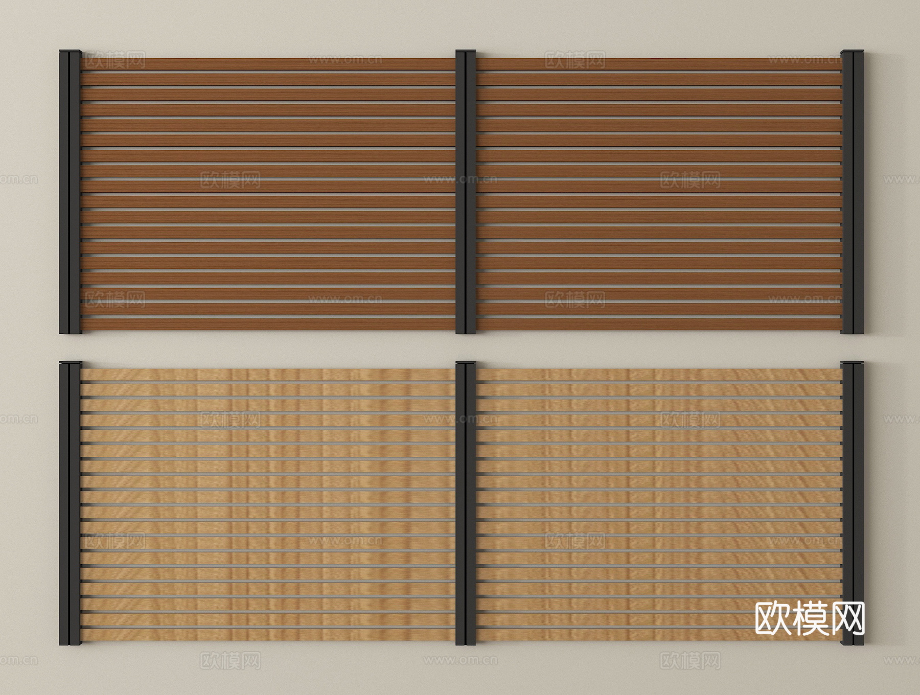 现代木质围栏 围墙 木围栏护栏3d模型下载